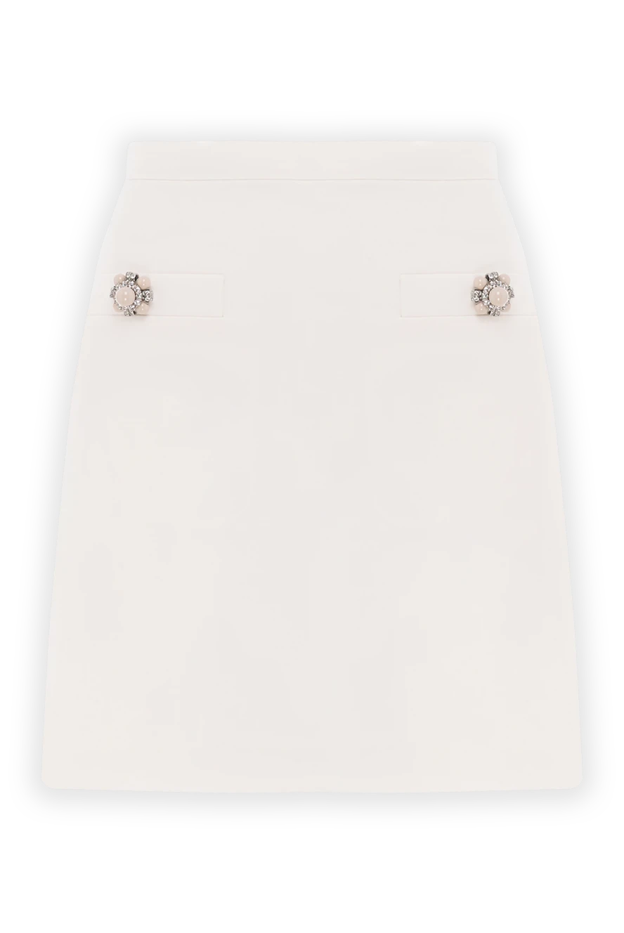 Valentino юбка белая crepe couture из шерсти и шелка 187390 - фото 1