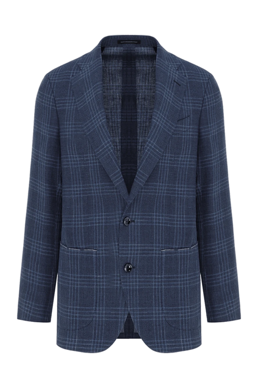 Sartoria Latorre men's blue checkered linen and wool jacket 187414 - photo 1