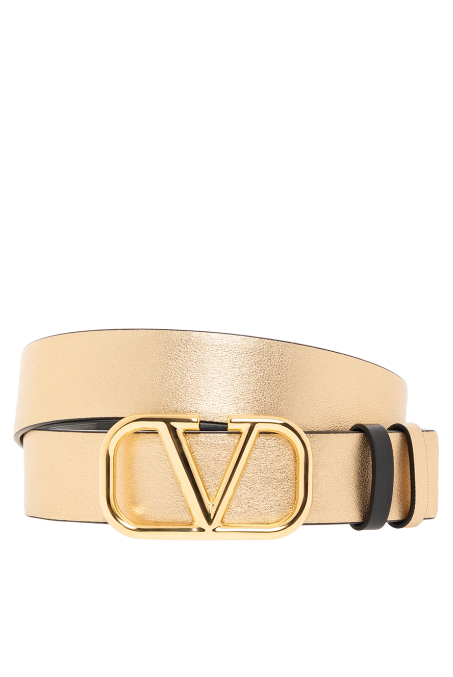 Valentino қара және алтын түсті әйелдерге арналған қайтымды vlogo белбеуі 187443 - фото 1