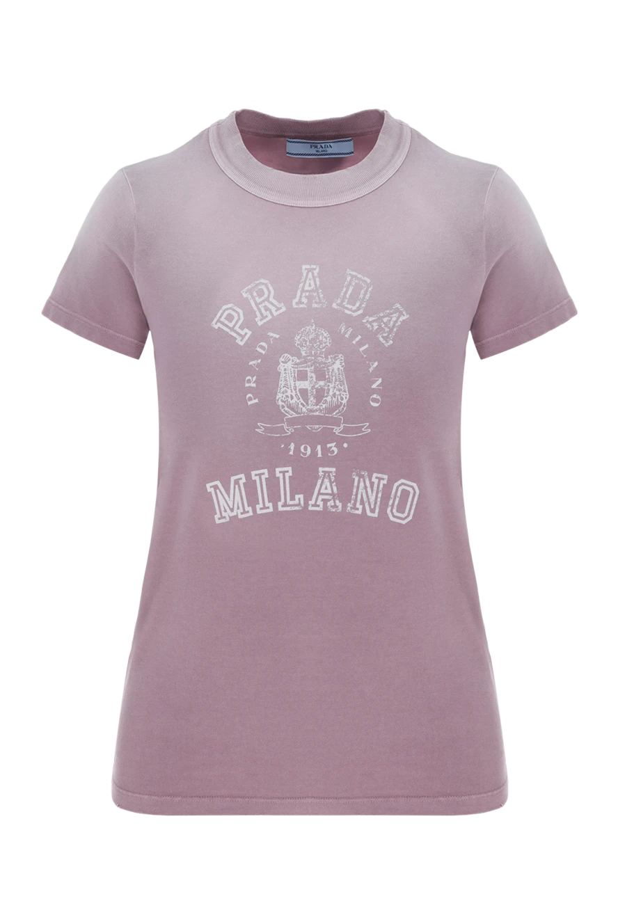 Prada розовая женская футболка с логотипом из хлопка 187461 - фото 1