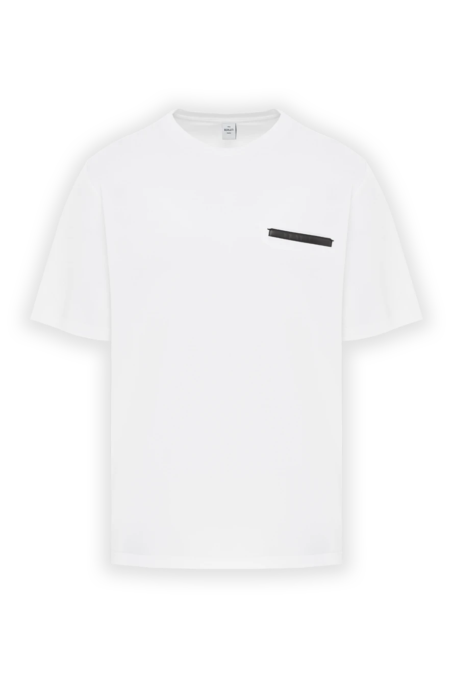 Berluti белая футболка с карманом с отделкой из кожи мужская 187502 - фото 1