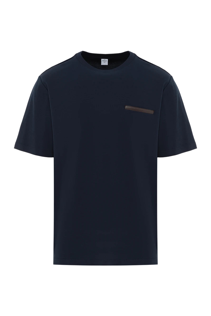 Berluti men's black t-shirt with pocket with leather trim 187503 - photo 1