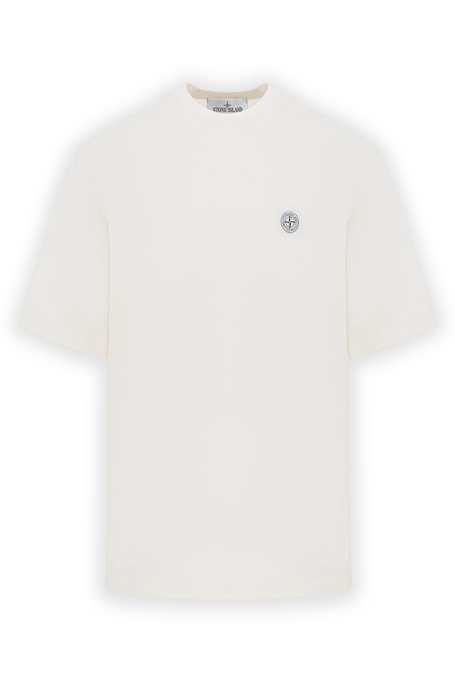 Stone Island футболка белая из хлопкового джерси с нашивкой «compass»
187511 - фото 1