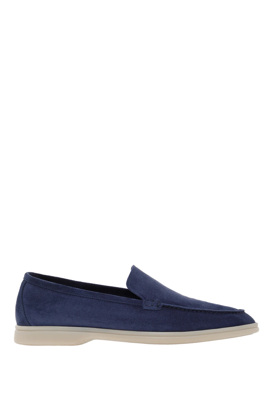 Cesare di Napoli casimiro men's suede loafers light blue with white sole 187520 - photo 1