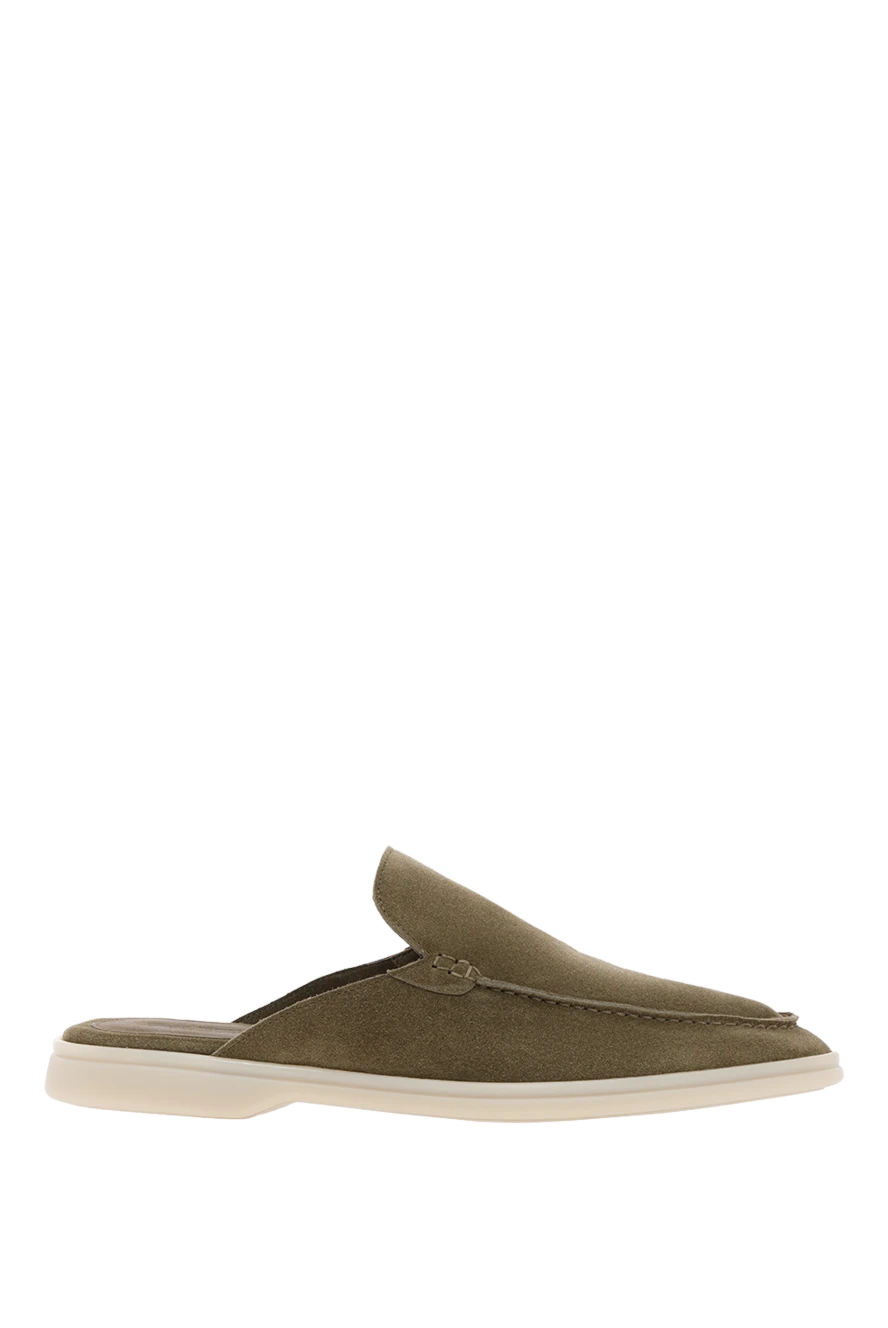 Cesare di Napoli зеленые замшевые шлепанцы на белой подошве 187535 - фото 1