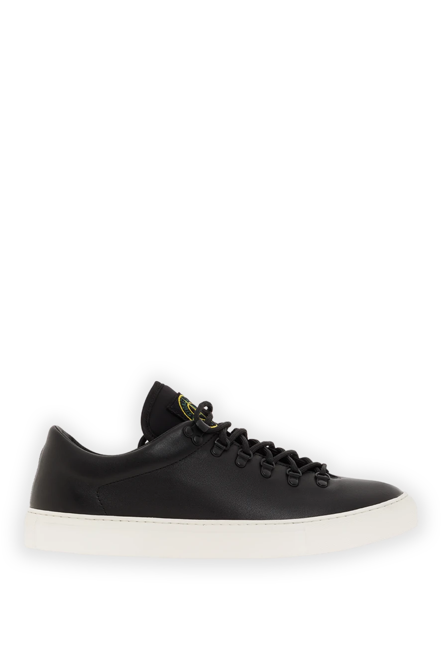 Stone Island men's black leather sneakers with logo 187552 - photo 1