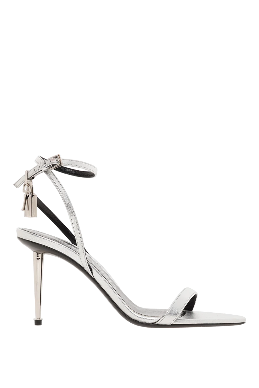 Tom Ford босоножки из ламинированной кожи наппы с замком серые 187592 - фото 1