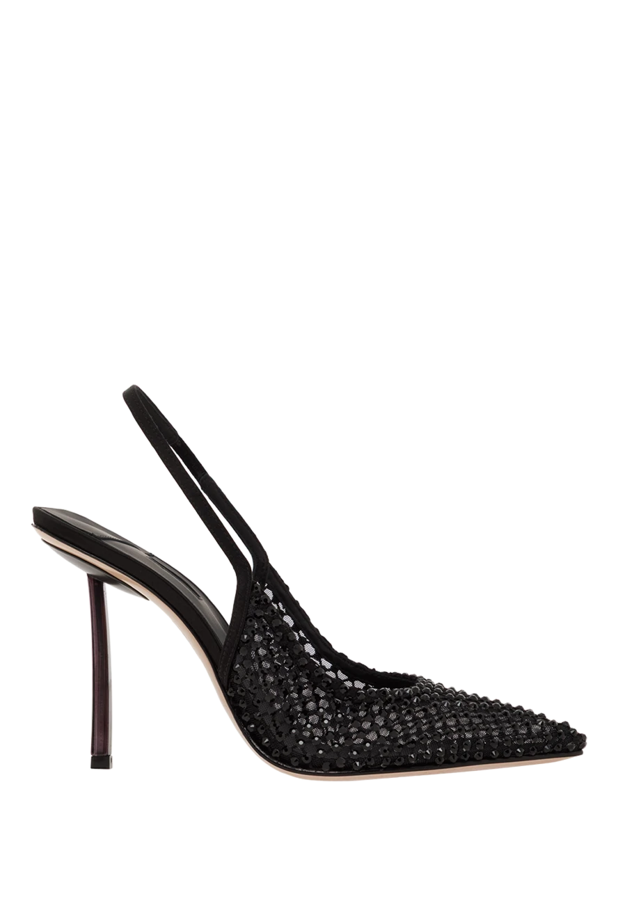 Le Silla туфли-лодочки gilda в сеточку черного цвета с кристаллами 187644 - фото 1