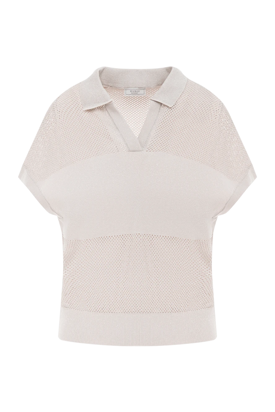 Peserico рубашка поло из чистого хлопкового креп-трикотажа бежевая 187659 - фото 1