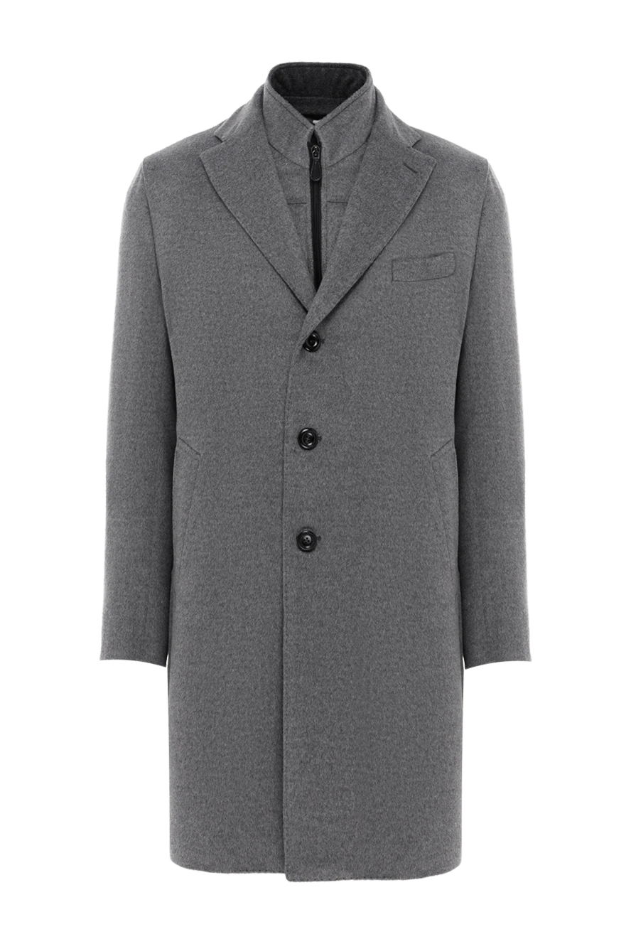 Lubiam однобортное пальто со вставкой с высоким трикотажным воротом серое 187699 - фото 1