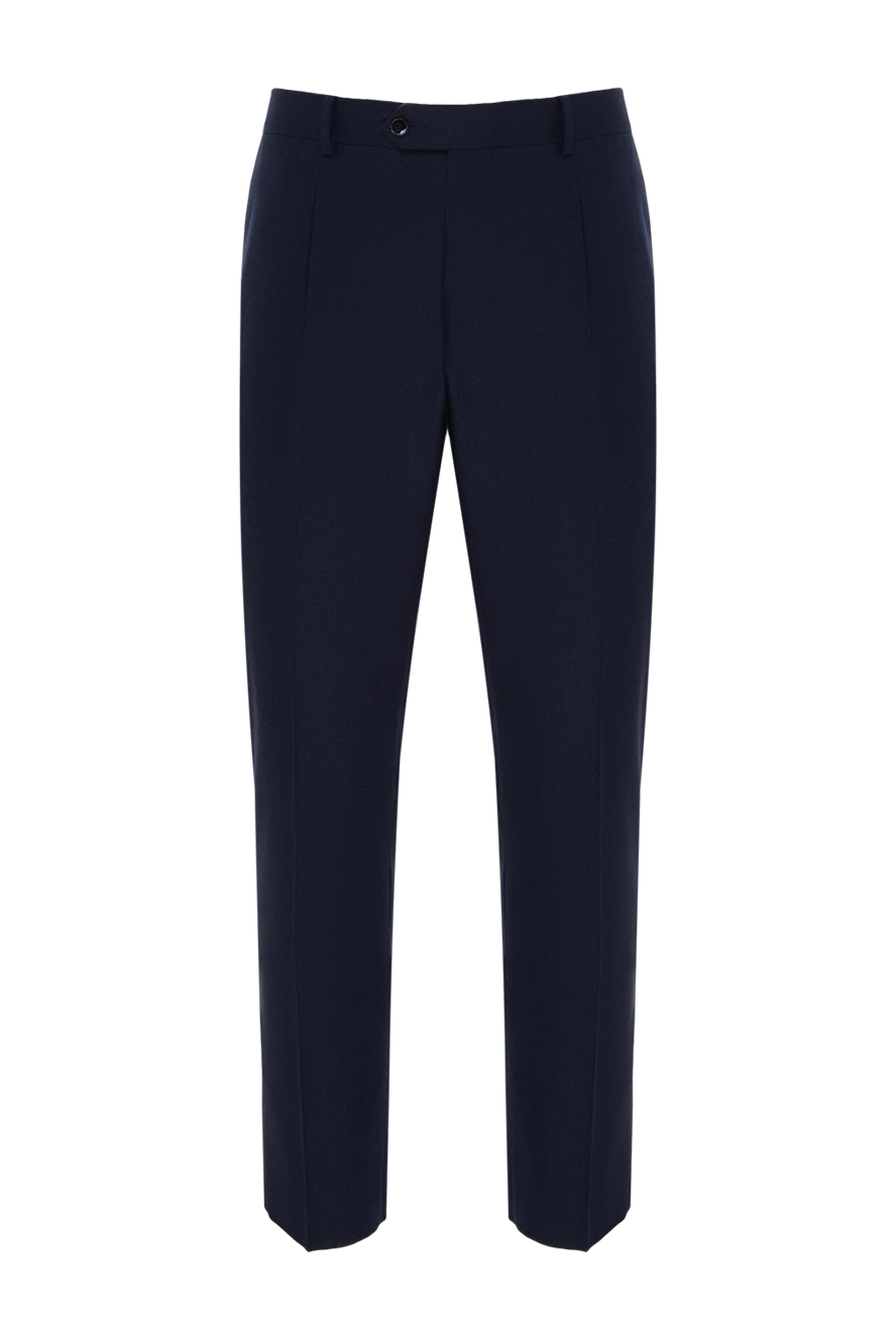 Lubiam темно-синие шерстяные брюки мужские с защипами 187702 - фото 1