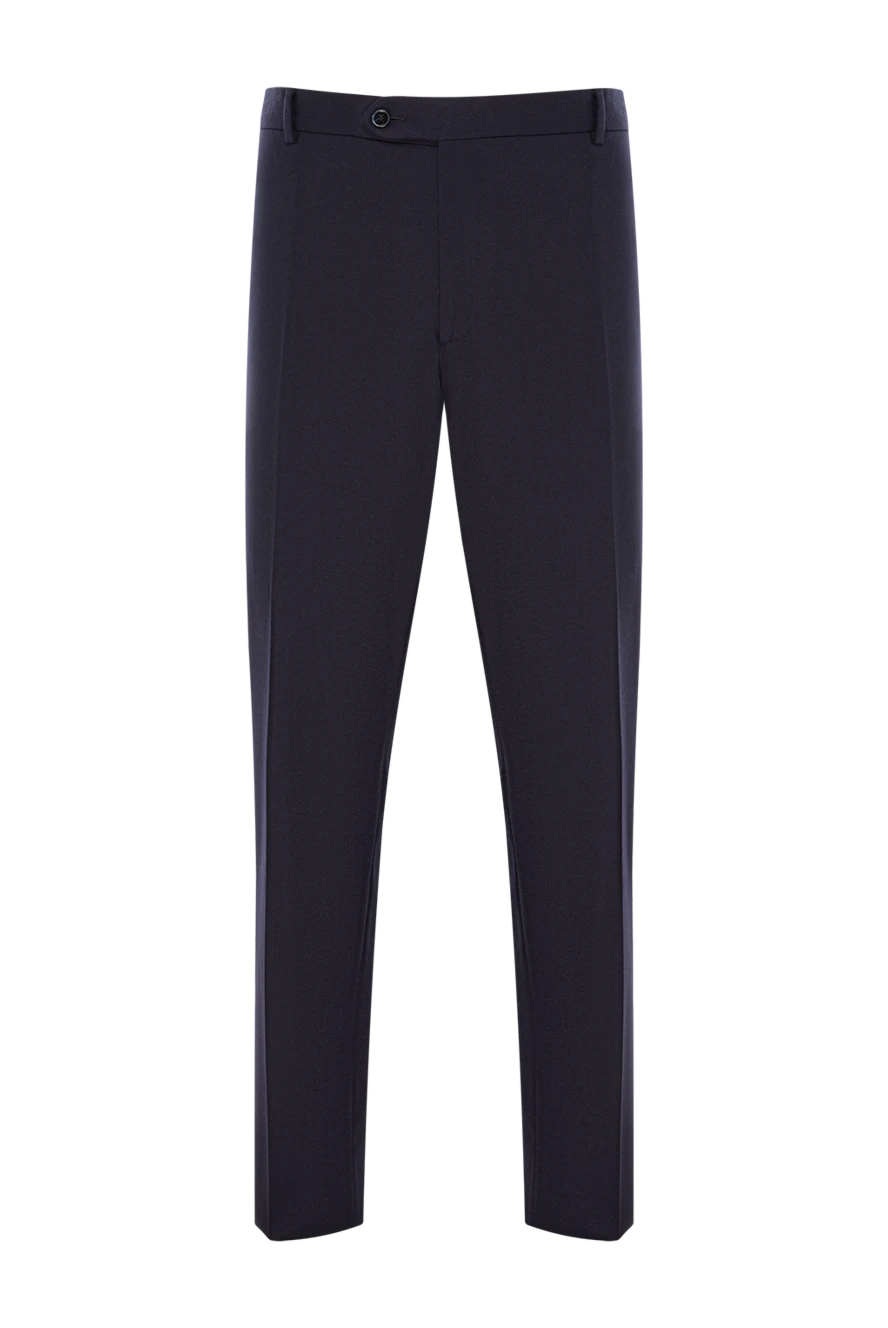 Lubiam брюки тёмно-синие из шерсти с классической застёжкой и прорезными карманами 187704 - фото 1