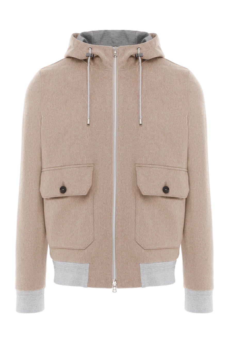 Lubiam бежевая шерстяная куртка с накладными карманами и капюшоном 187716 - фото 1