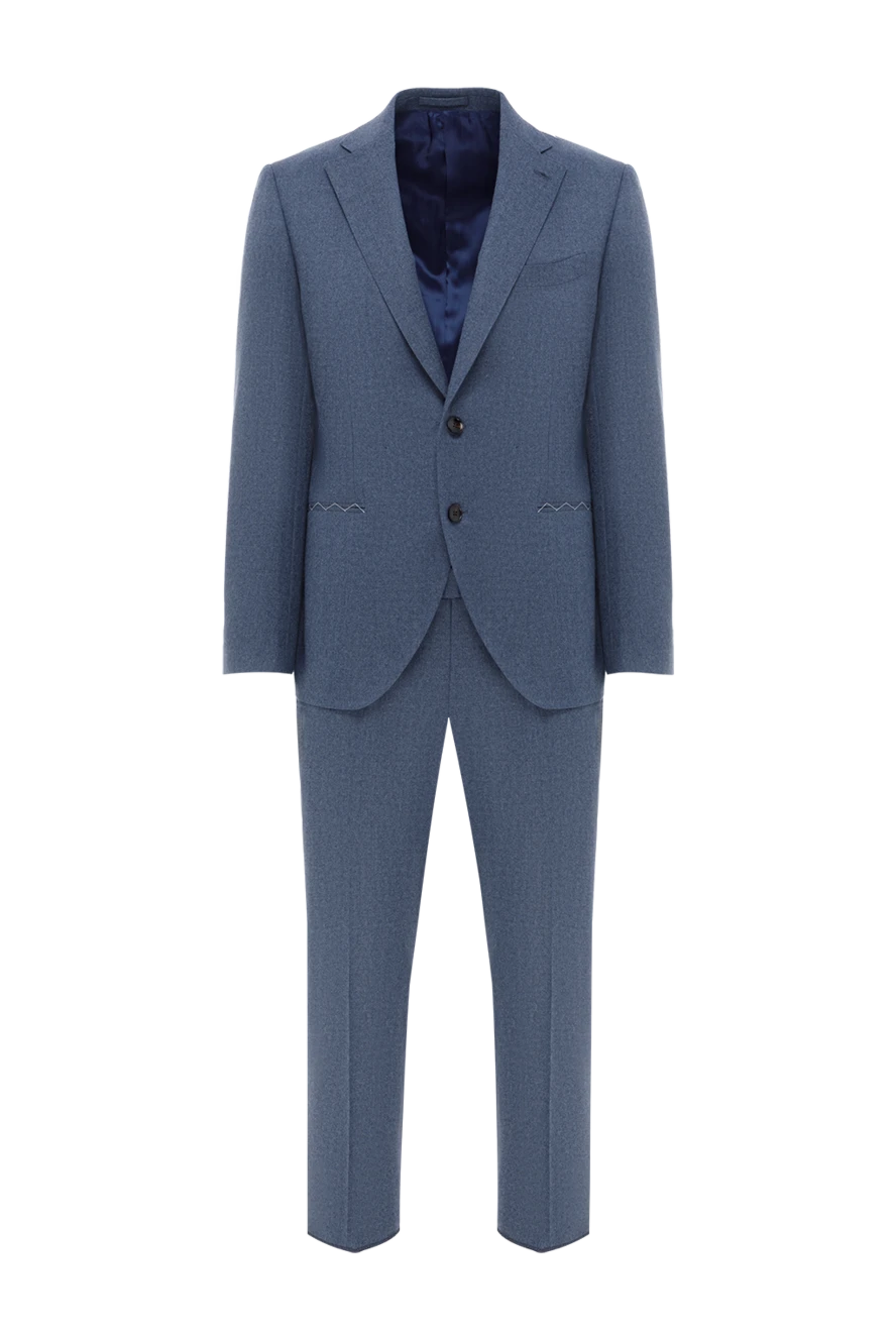 Lubiam голубой шерстяной костюм мужской однобортный 187724 - фото 1