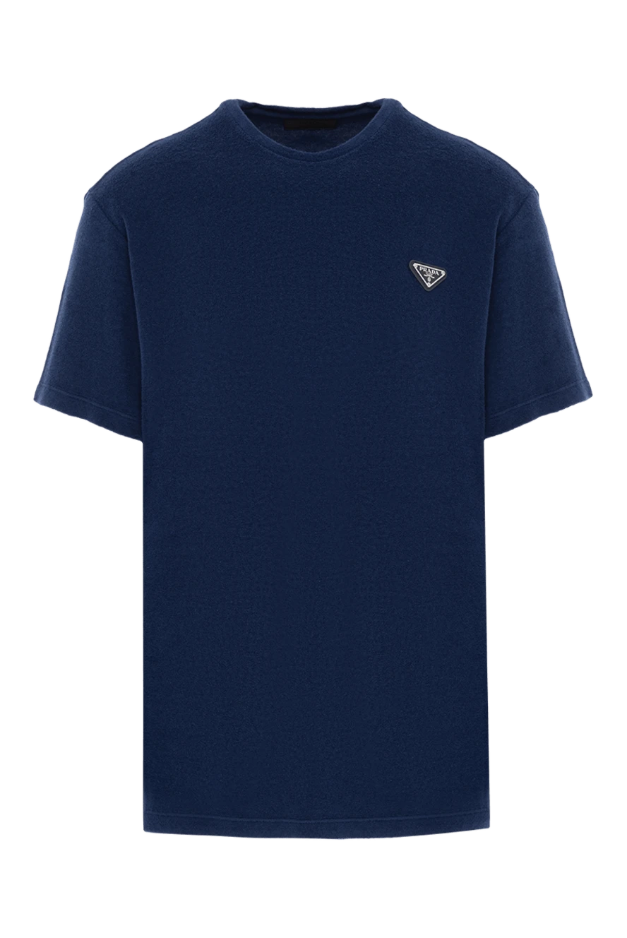 Prada футболка махровая синяя с треугольным логотипом 187736 - фото 1