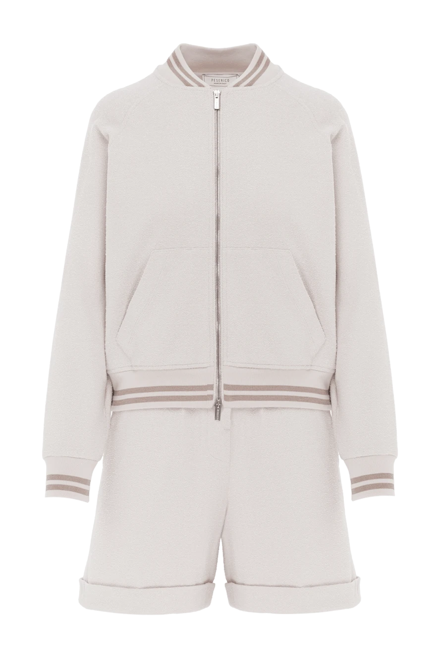 Peserico костюм бомбер с шортами бежевый из хлопка 187740 - фото 1