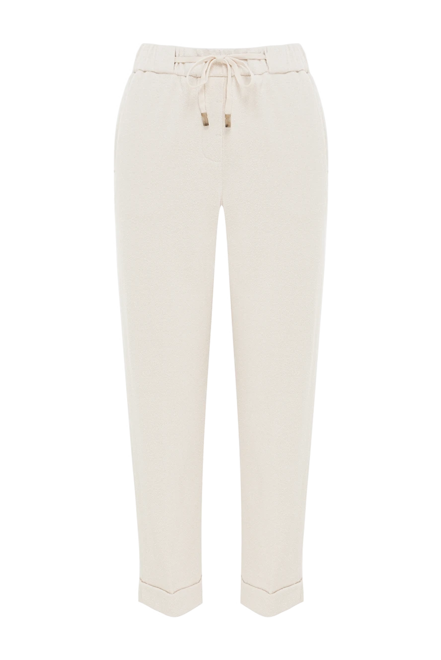 Peserico women's beige cotton trousers with cuffs 187796 - photo 1