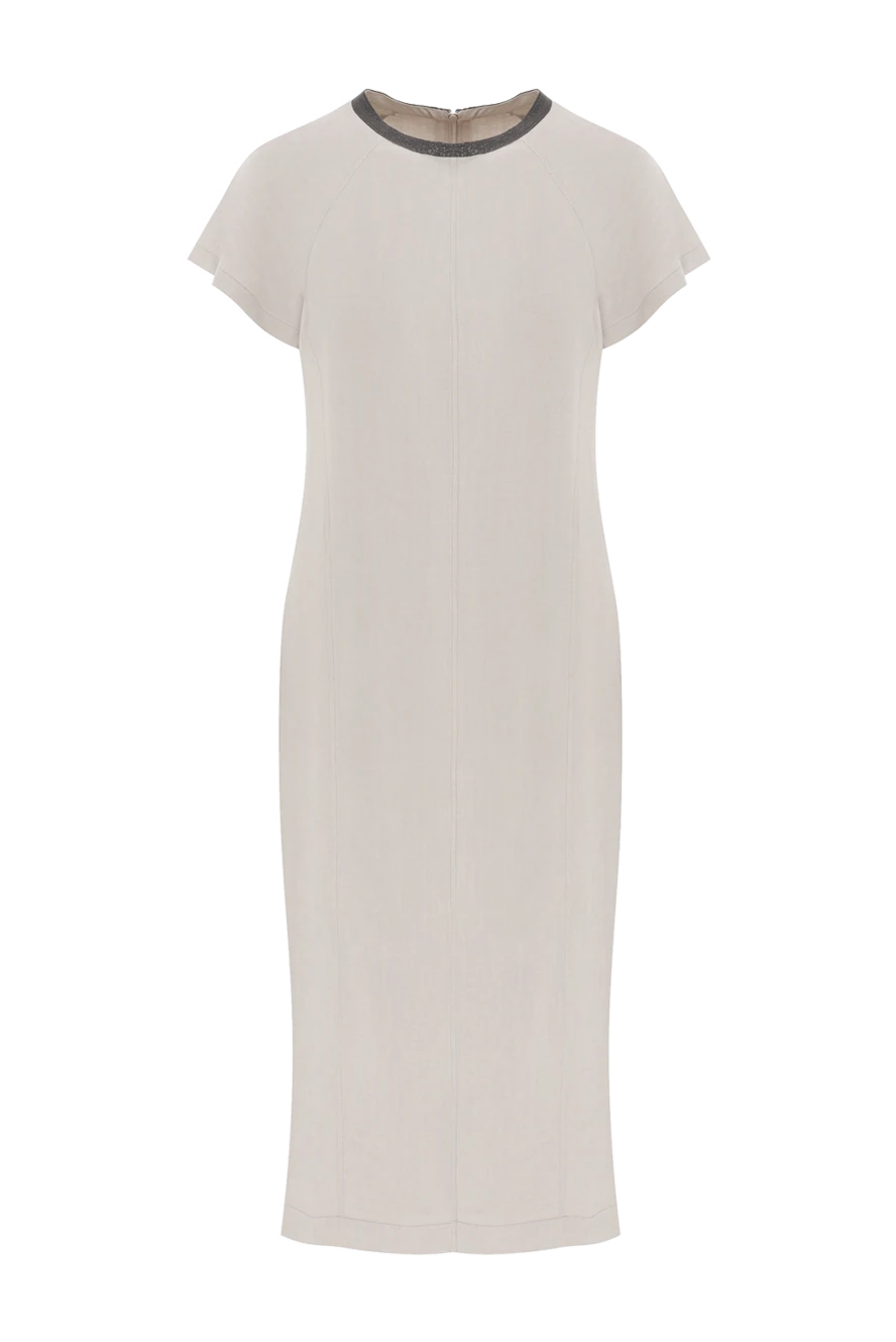 Brunello Cucinelli платье из вискозно-льняного твила fluid с элегантным воротником 187811 - фото 1