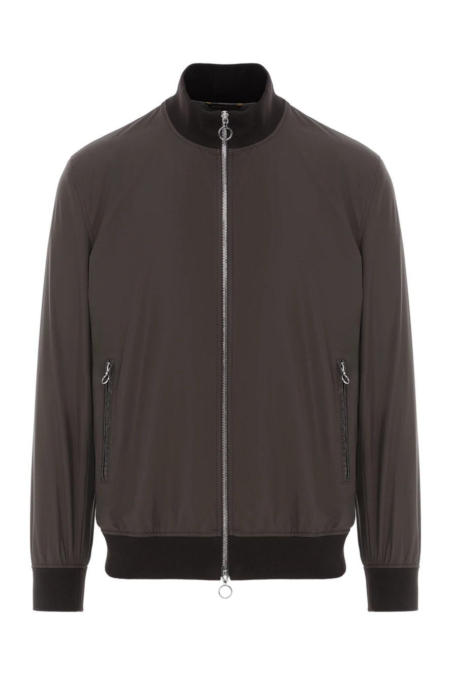 Seraphin коричневая куртка бомбер с отделкой карманов из кожи крокодила 187897 - фото 1