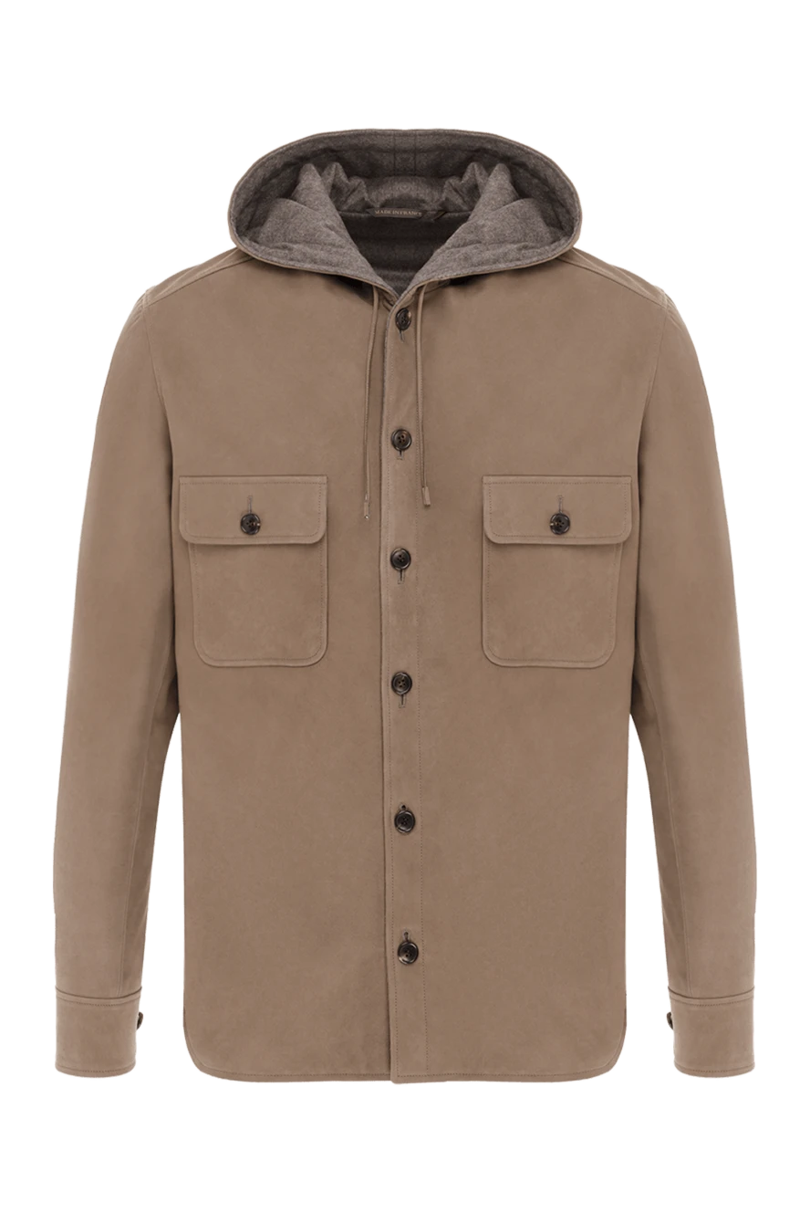 Seraphin ерлерге арналған капюшоны бар оқшауланған былғары күрте, қоңыр түсті 187899 - фото 1