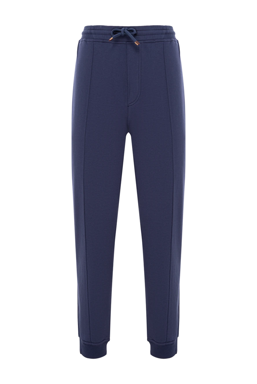 Brunello Cucinelli спортивные брюки с эластичным поясом и завязками тёмно-синие 187986 - фото 1