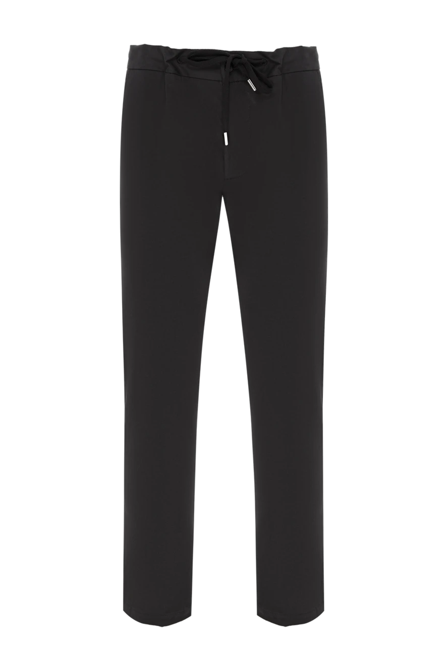 Cesare di Napoli брюки мужские черные jogop fan с завязкой из хлопка и шелка 188002 - фото 1