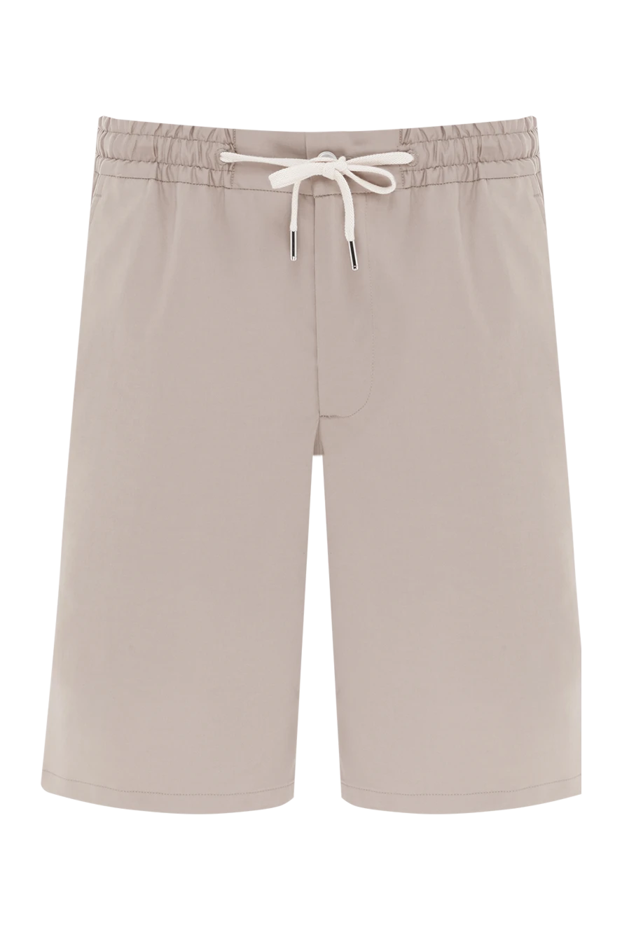 Cesare di Napoli бежевые мужские бермуды на завязке из хлопка и шелка 188013 - фото 1