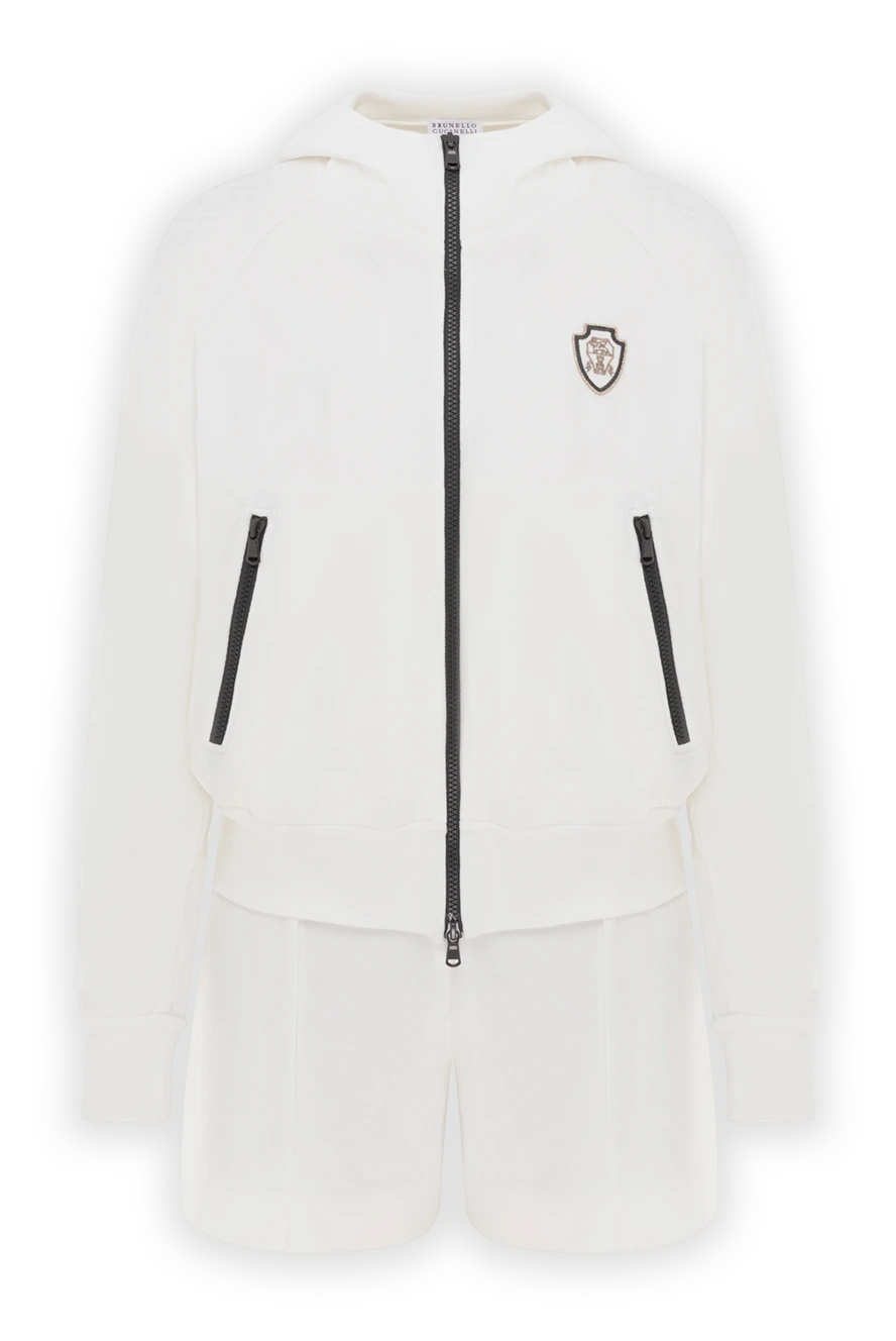 Brunello Cucinelli костюм шорты и худи с капюшоном и нашивкой-логотипом белые 188042 - фото 1