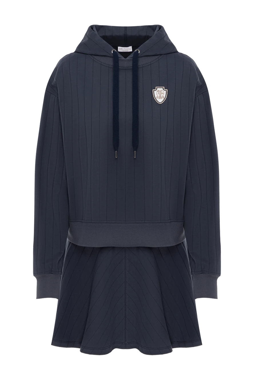 Brunello Cucinelli синий костюм с юбкой из хлопка женский 188043 - фото 1