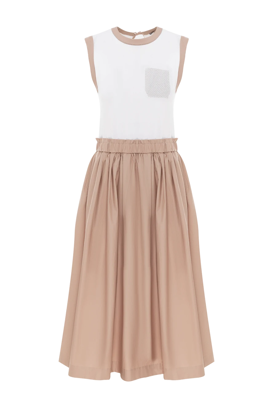 Peserico платье миди в стиле колор-блок с комбинированной отделкой бежевое 188054 - фото 1