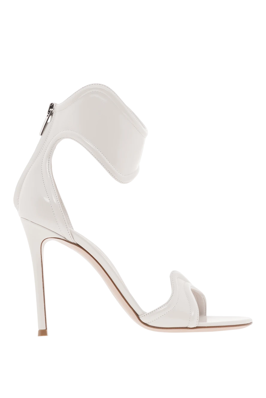 Gianvito Rossi ақ бұзау терісінен жасалған найзағайлы және асимметриялық үстіңгі сандалдар 188060 - фото 1