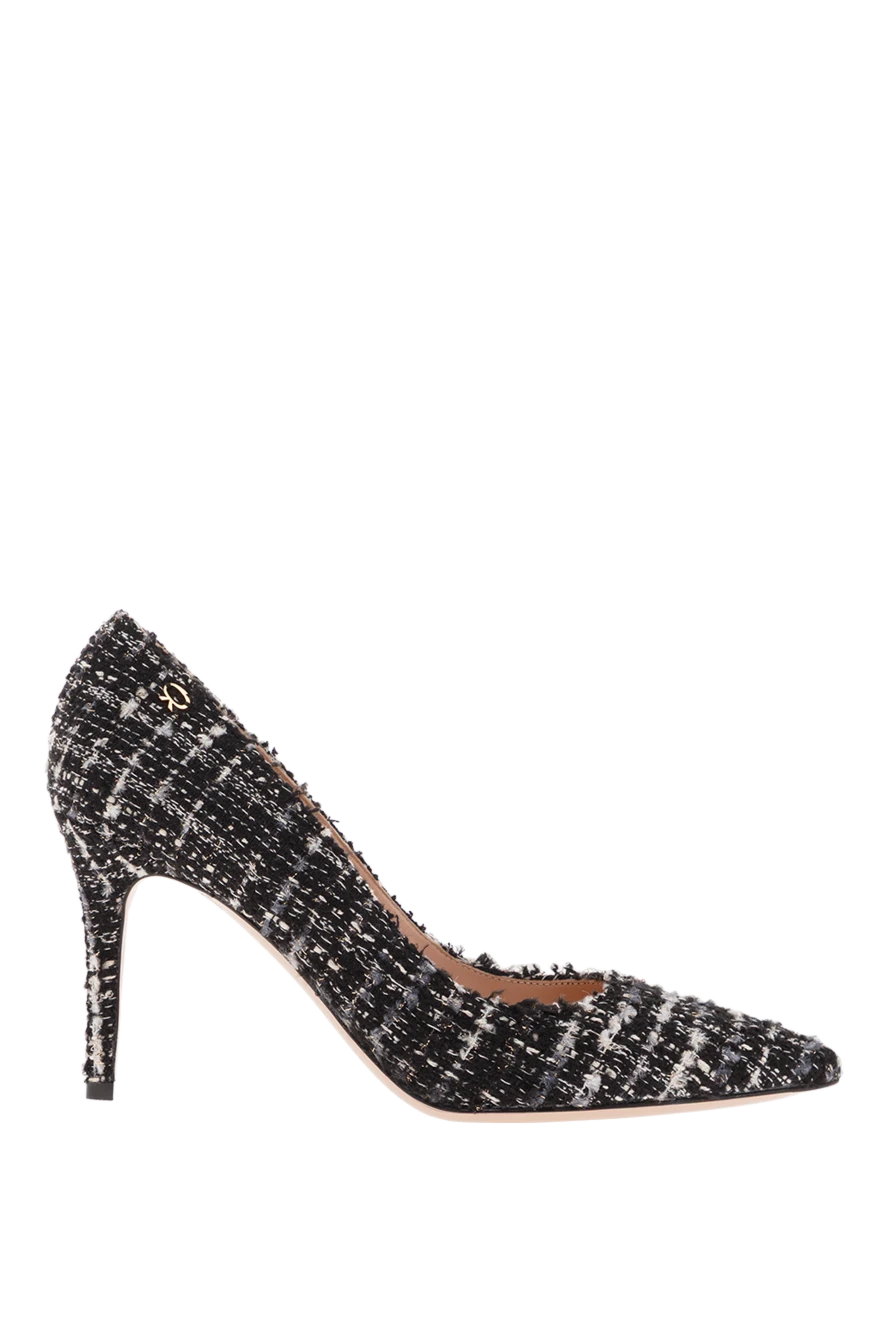 Women's black boucle heels