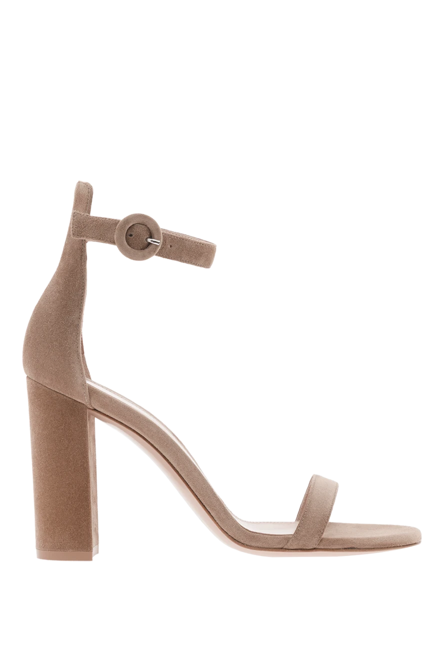 Gianvito Rossi gaeta suede sandals with thick beige heel 188067 - photo 1