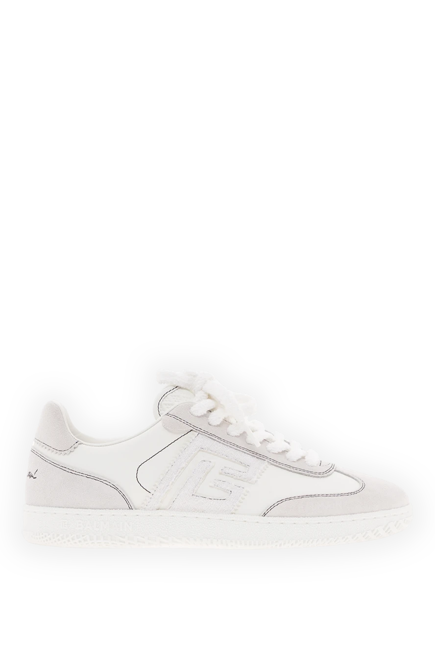 Balmain ақ бұзау терісінен және күдеріден жасалған аққу кроссовкалары 188069 - фото 1