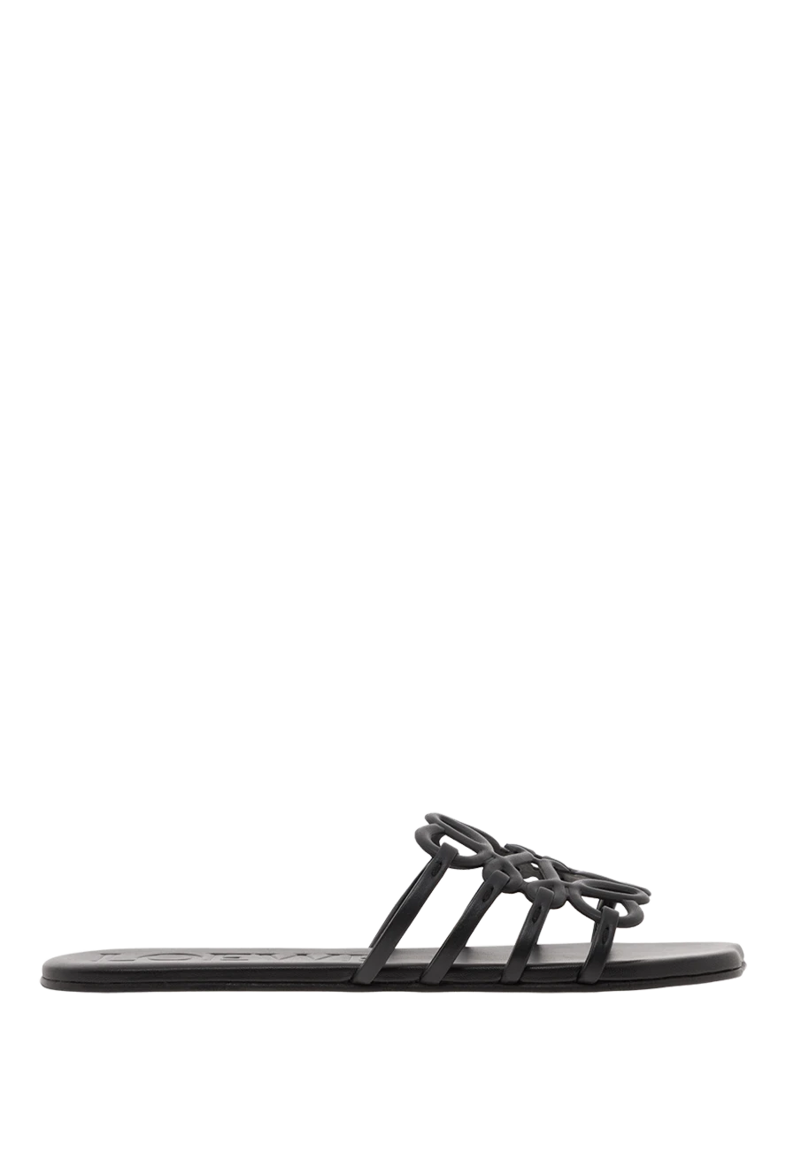 Loewe anagram жұмсақ бұзау терісінен жасалған флипфлоптар қара 188090 - фото 1