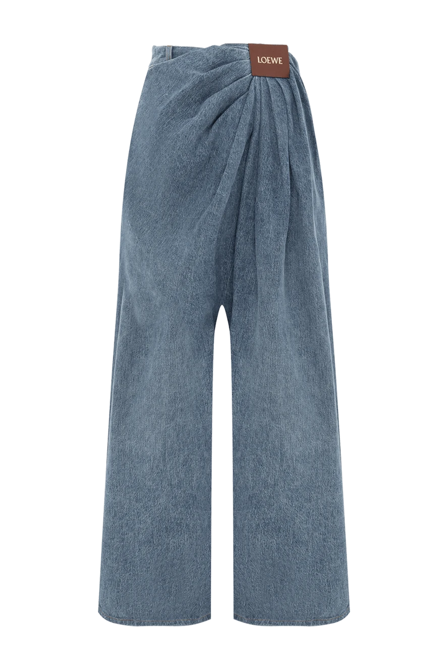 Loewe синие джинсы из хлопкового денима с асимметричной драпировкой 188095 - фото 1
