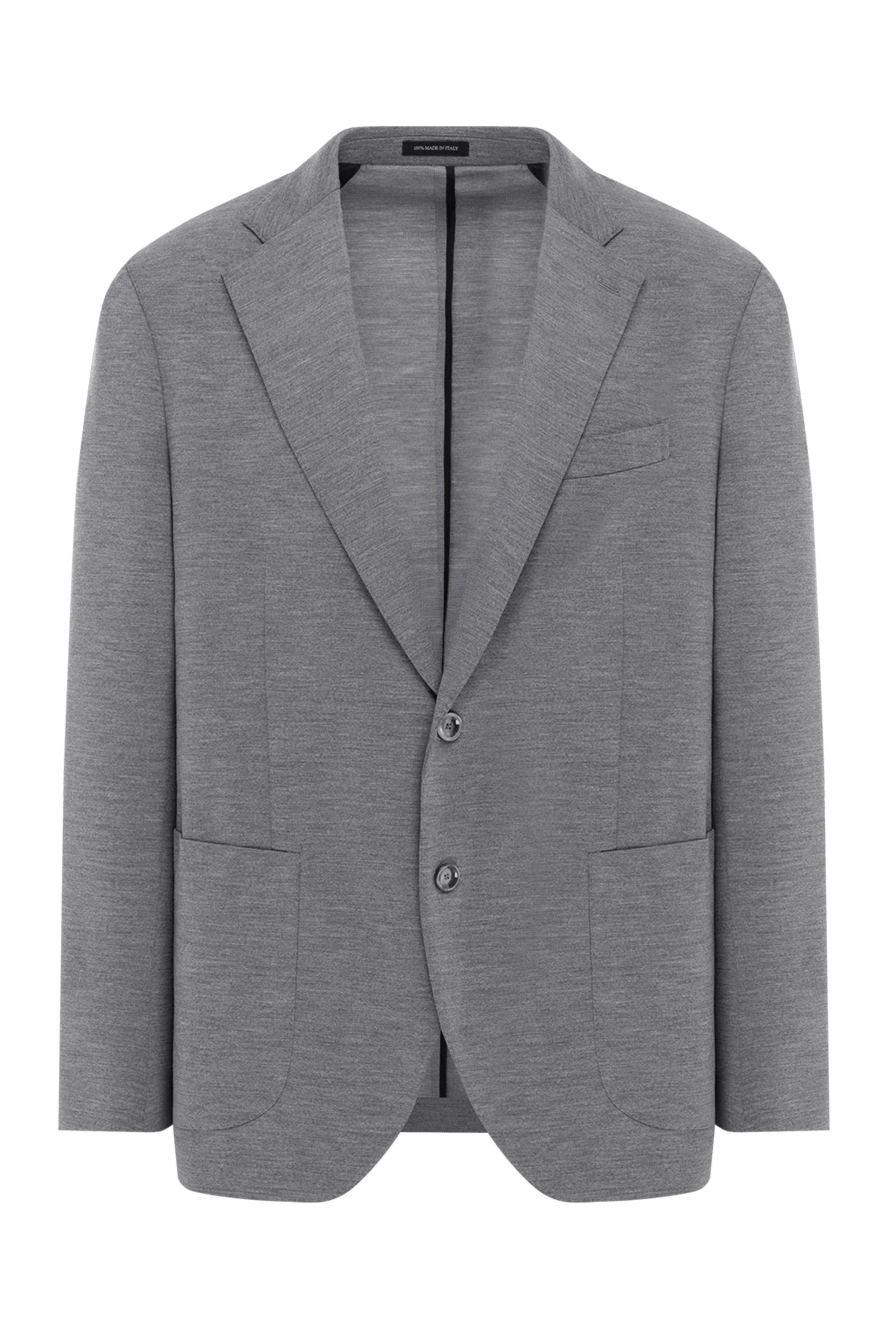 Sartoria Latorre серый мужской пиджак однобортный из шерсти и хлопка 188100 - фото 1