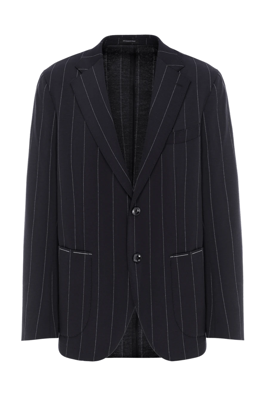 Sartoria Latorre темно-синий мужской пиджак в полоску однобортный 188103 - фото 1