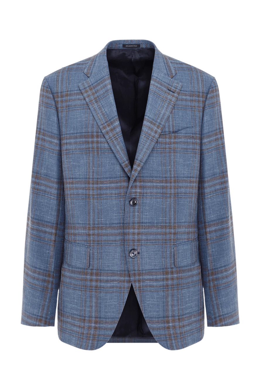 Sartoria Latorre голубой мужской пиджак в клетку однобортный 188105 - фото 1