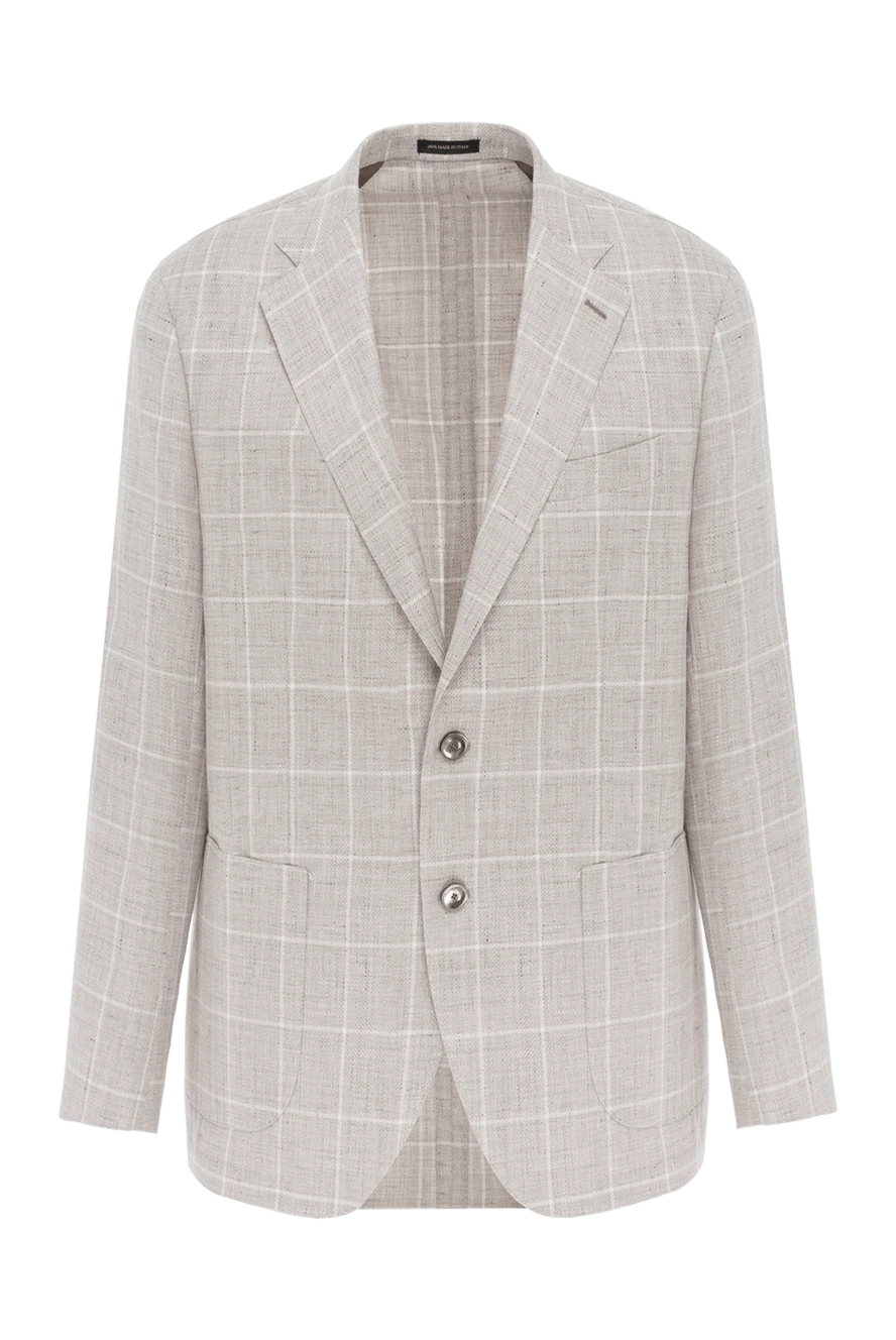 Sartoria Latorre стильный мужской пиджак бежевый в клетку 188110 - фото 1