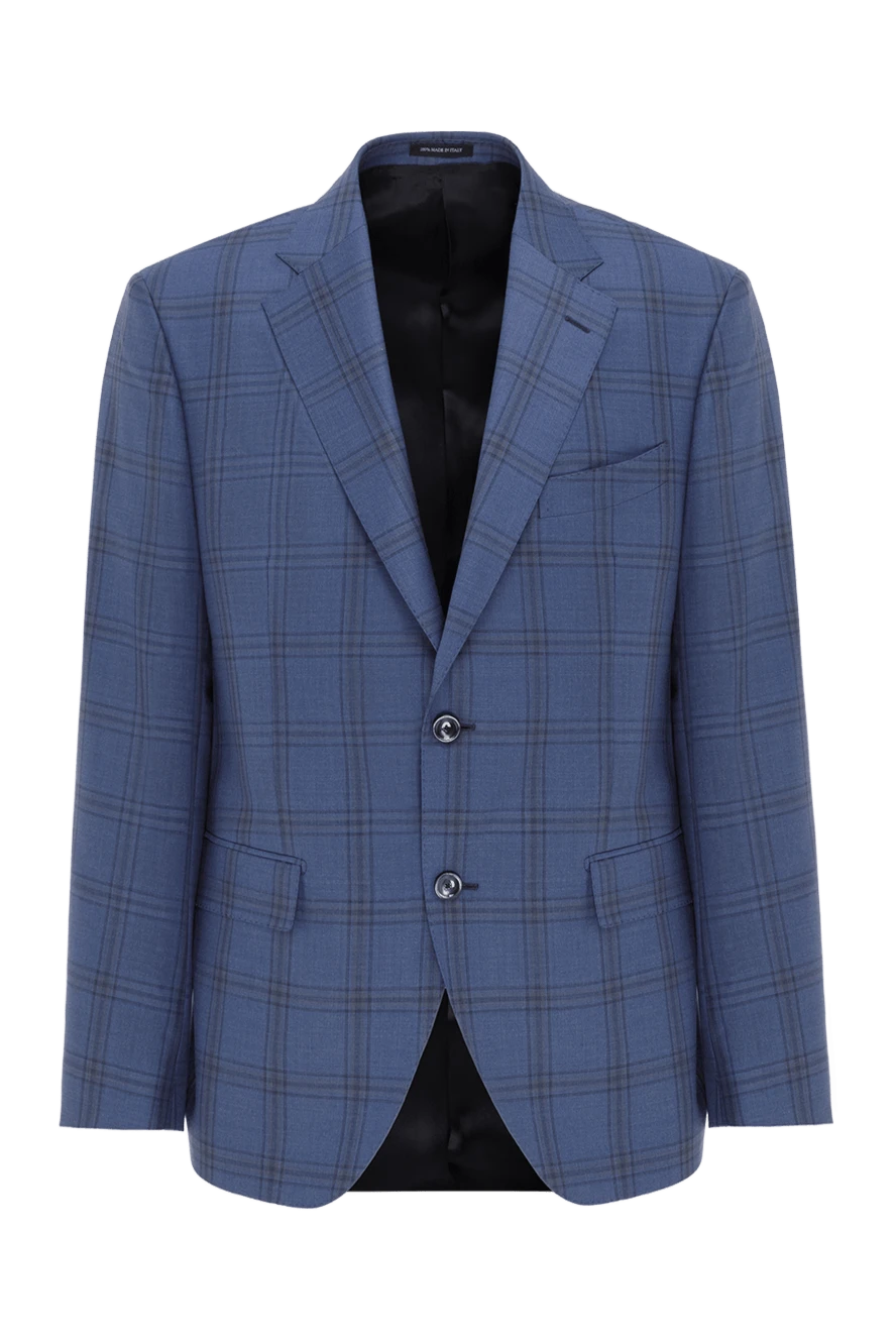 Sartoria Latorre checkered blue jacket for men made of wool 188118 - photo 1