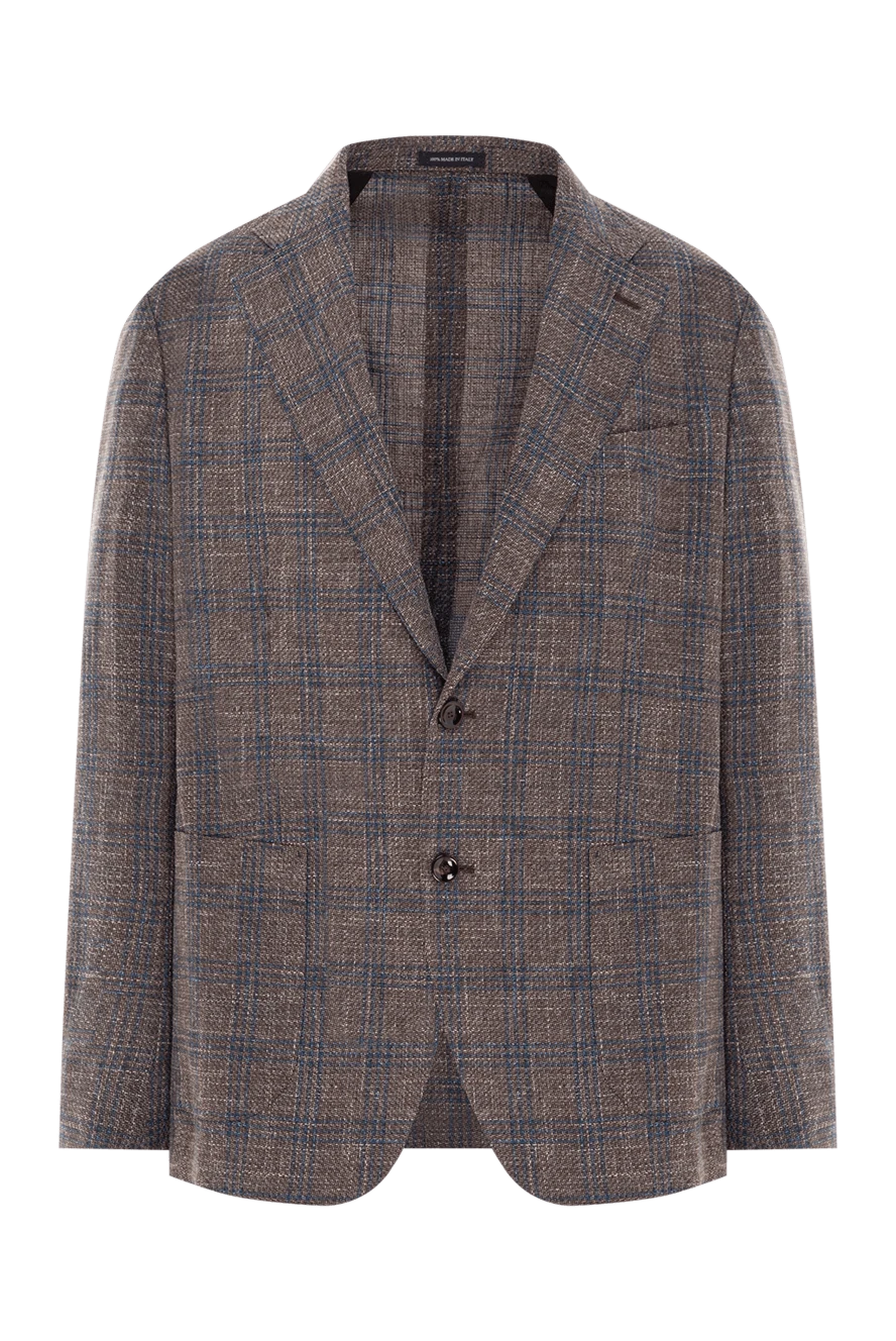 Sartoria Latorre пиджак с текстурной тканью в коричнево-синюю клетку из шерсти льна и хлопка
188119 - фото 1