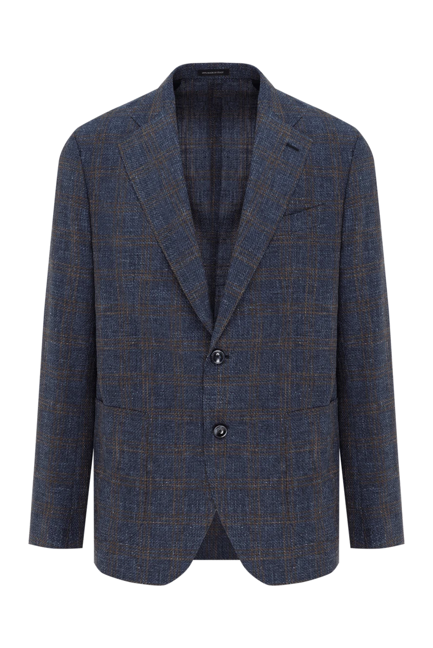 Sartoria Latorre синий мужской пиджак из смеси шерсти хлопка и льна 188120 - фото 1
