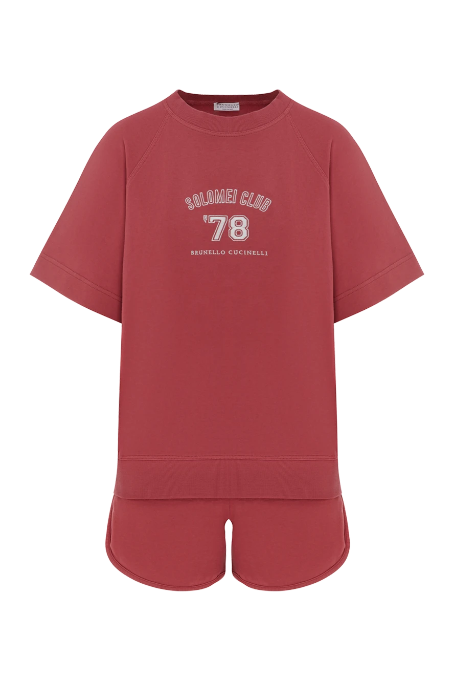 Brunello Cucinelli баспалы қызыл түсті шорттары бар мақта костюм
188125 - фото 1