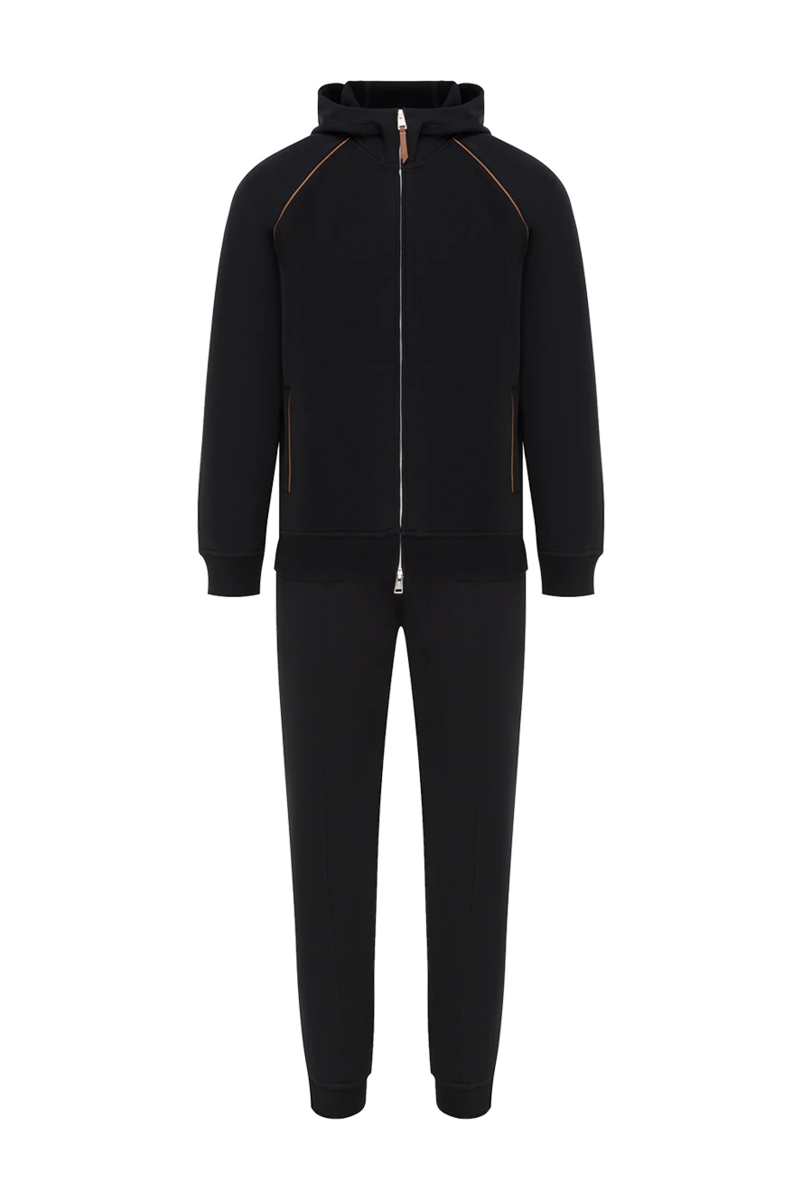 Brunello Cucinelli спортивный костюм мужской хлопковый черный с капюшоном 188131 - фото 1