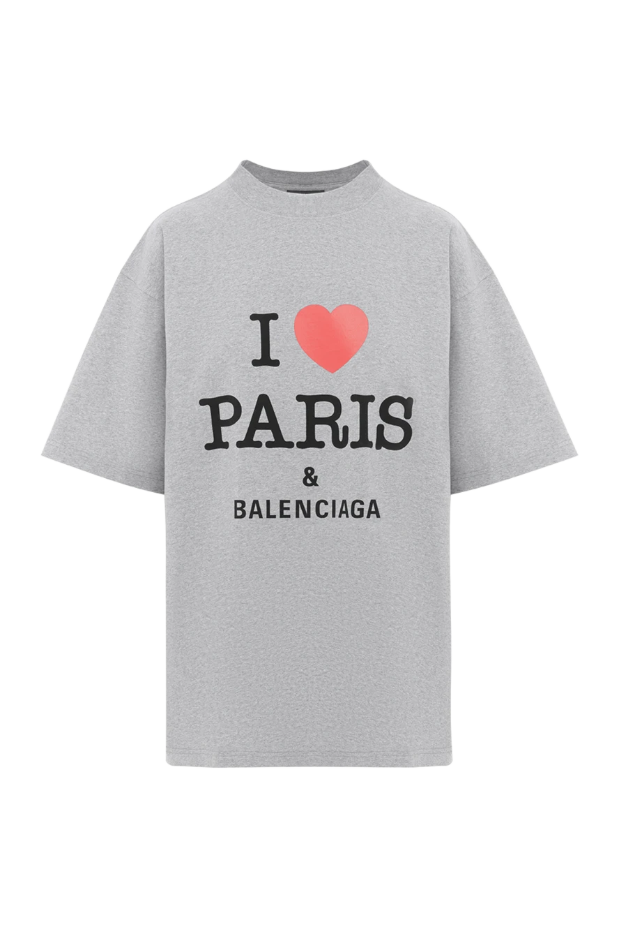 Balenciaga футболка i love paris из серого винтажного джерси 188146 - фото 1
