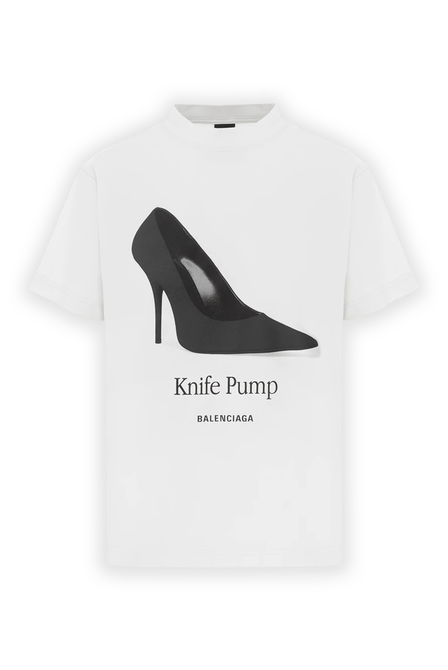 Balenciaga женская футболка knife pump из хлопка белого цвета 188147 - фото 1
