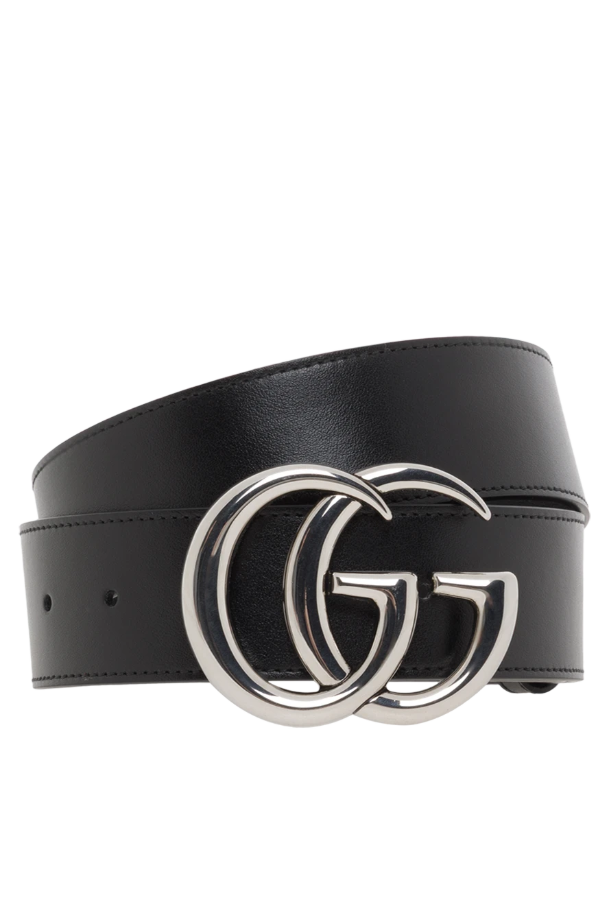 Gucci женский широкий ремень из черной кожи с gg marmont 188173 - фото 1