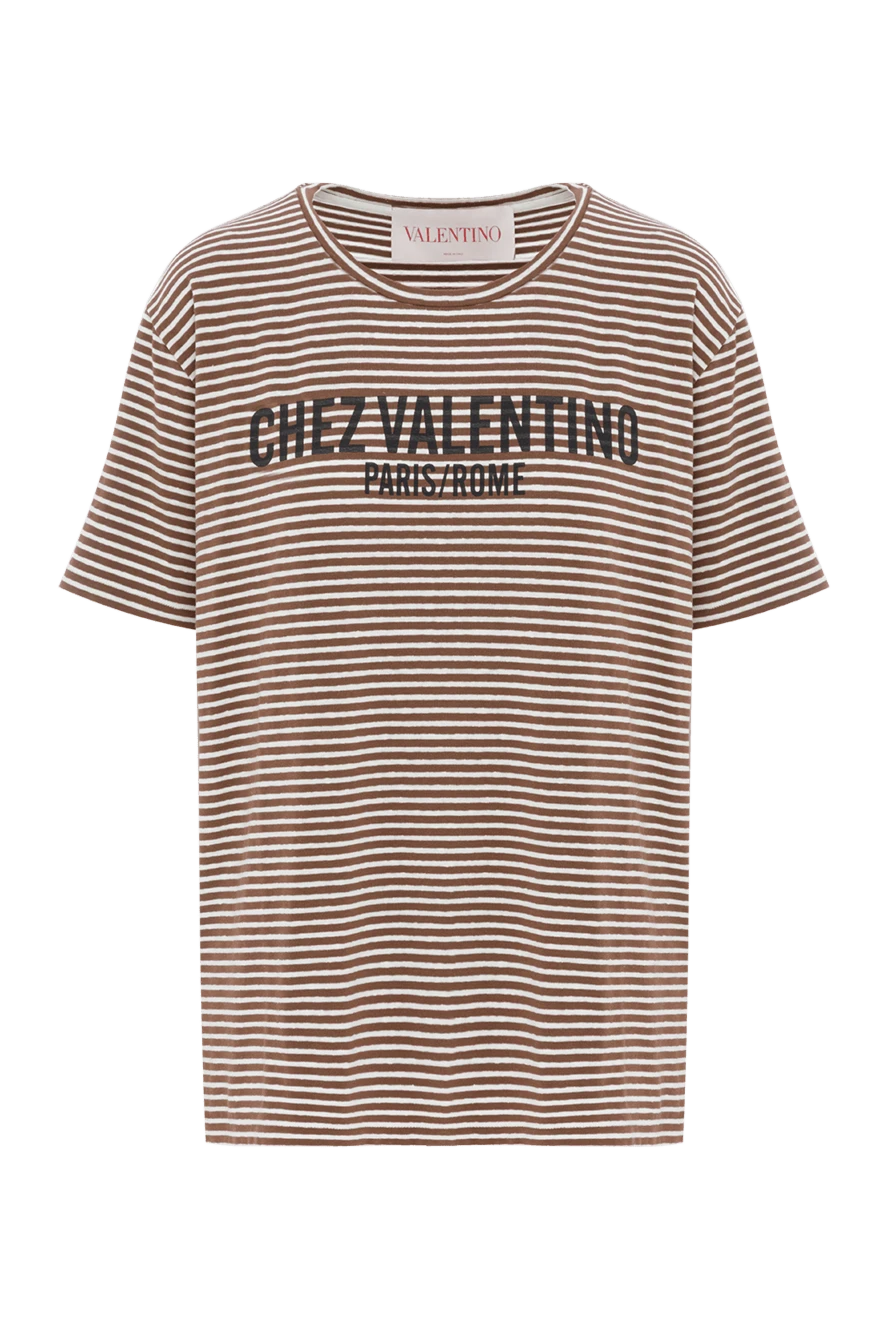 Valentino қоңыр жолақты chez print футболкасы 188183 - фото 1