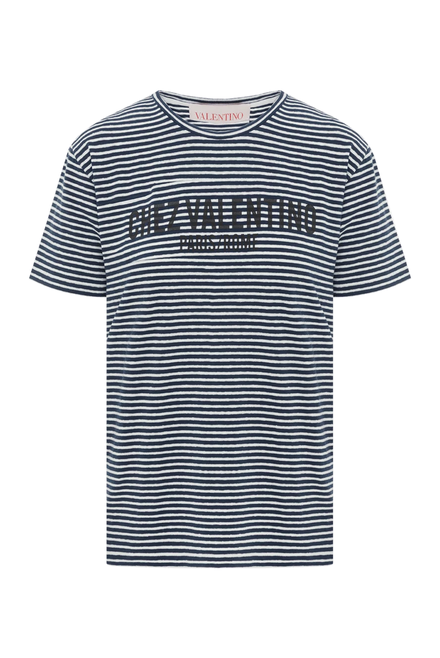 Valentino футболка с принтом chez в синюю полоску 188184 - фото 1